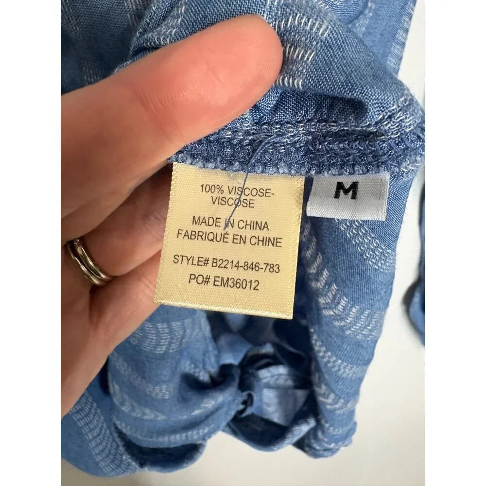 NWT Bella Dahl Tie Front Shirt Alamosa Indigo Stripe-sz Medium - Picture 8 of 9
